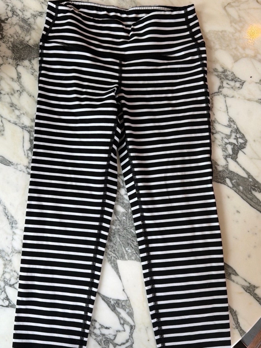 Athleta Black & White Horizontal Stripe Leggings